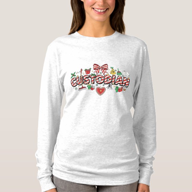 T-shirt Custodian Christmas Long Sleeve (Devant)