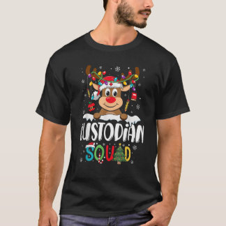 T-shirt Custodian Squad Funny Reindeer School Cleaner Chri