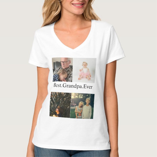T-shirt Custom 4 Photo Collage Best Grandpa Ever (Devant)