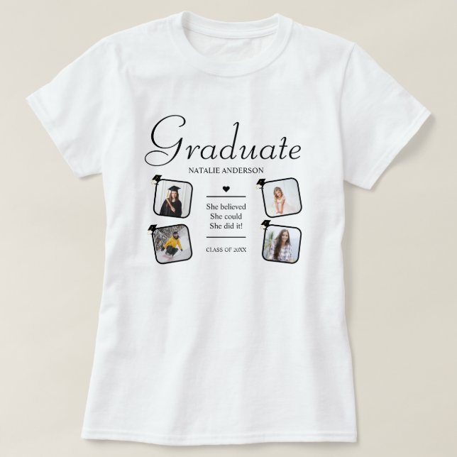 T-shirt Custom 4 Photo Collage Class of 2026 Graduation (Design devant)
