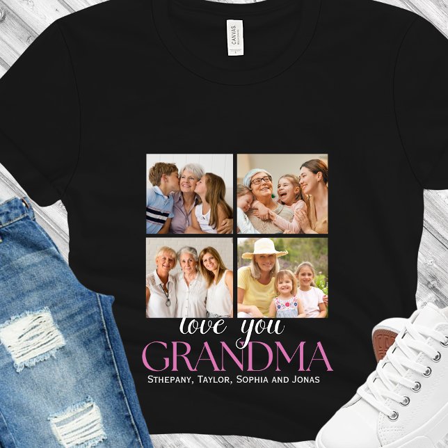 T-shirt Custom 4 Photo Collage for Grandma - Gift (Créateur téléchargé)