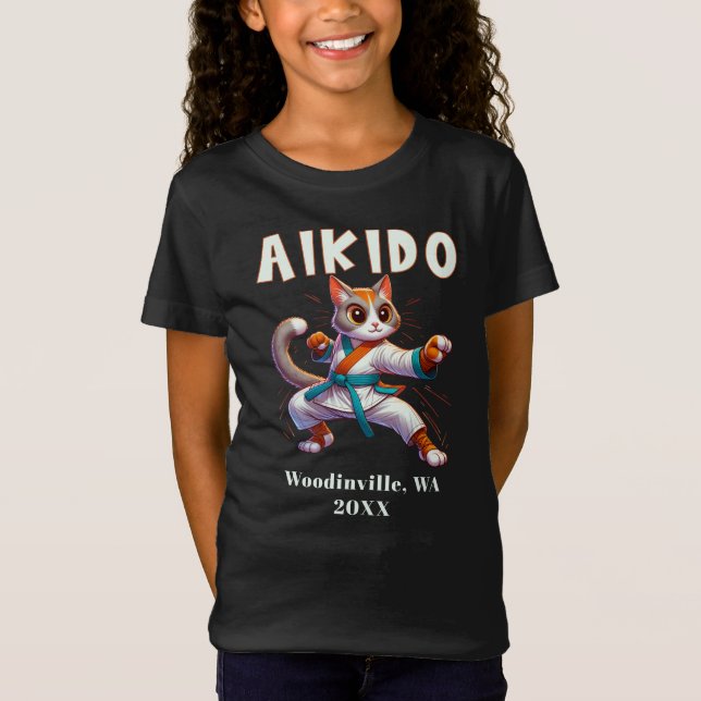 T-Shirt Custom Aikido Martial Arts Nom de la date (Devant)