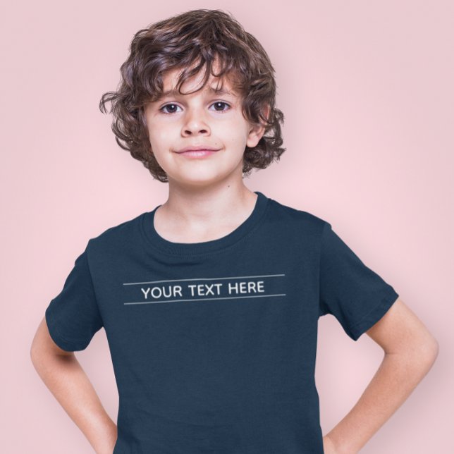 T-shirt Custom Basic Dark Navy Blue Ajouter votre texte En (Custom Basic Dark Navy Blue Add Your Text Kid Boy T-Shirt)