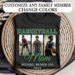T-shirt Custom Basketball Mom 3 Photo Collage Name Number<br><div class="desc">This personalized basketball photo shirt is designed to celebrate any family member in a bold, sporty style. Customize the design with your own photos, name, number, and year to create a meaningful and unique keepsake. The featured player can be changed to any family member, making it perfect for moms, dads,...</div>