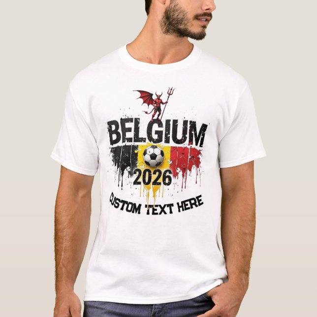 T-shirt Custom Belgium National Soccer Football Team Fan (Devant)