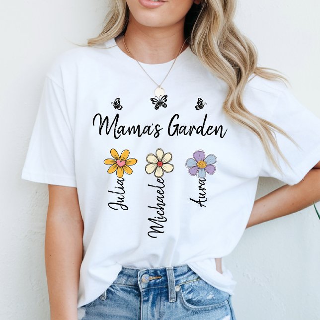 T-shirt Custom Birth Flower Mug Names, Mama's Garden Gift (Créateur téléchargé)