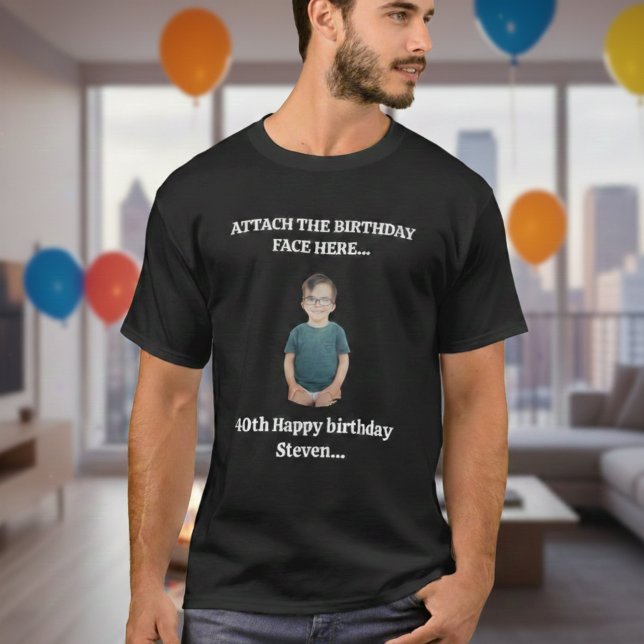 T-shirt Custom Birthday Photo Shirt – Personalized Face (Créateur téléchargé)
