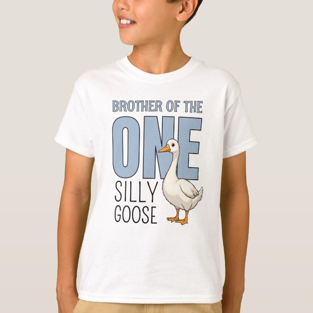 T-shirt Custom Blue Brother of  One Silly Goose Birthday (Devant)