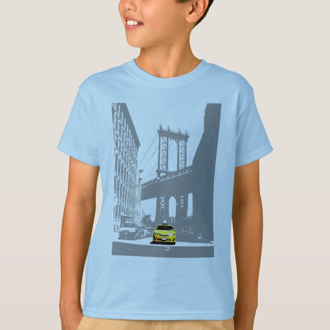 T-shirt Custom Brooklyn Bridge Taxi Jaune New York Boys (Devant)