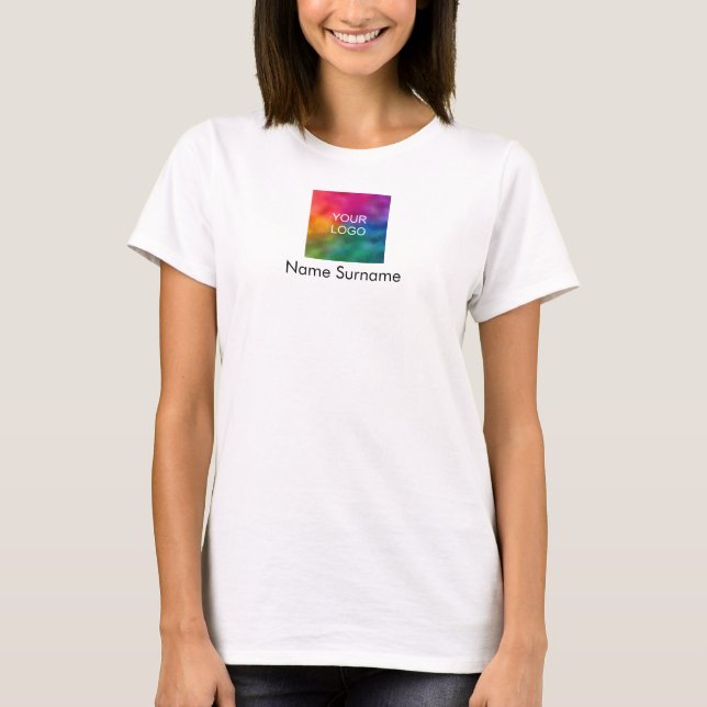 T-shirt Custom Business Your Logo Ici Employé Femmes (Devant)