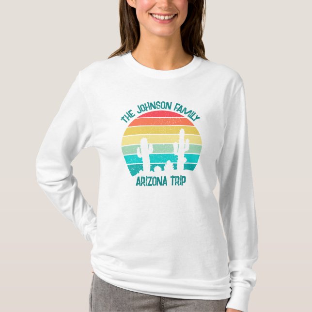 T-shirt Custom Desert Cactus Sunset Women's Long Sleeve (Devant)