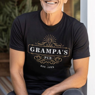 T-shirt Custom Grampa's Pub Home Bar Année de création