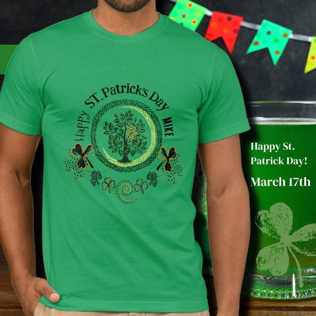 T-shirt Custom Green Sharmrock Arbre de vie (Custom Green Sharmrock Tree of life T-Shirt )