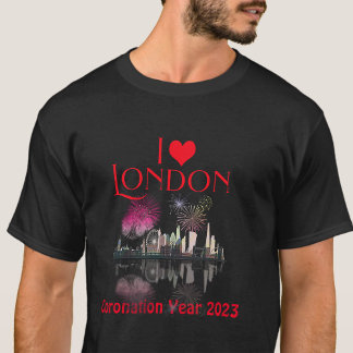 T-shirt Custom I Love London Skyline Fireworks Souvenir