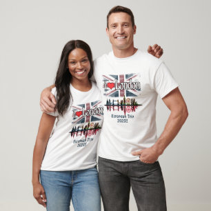 T-shirt Custom I Love London Skyline Union Jack Souvenir