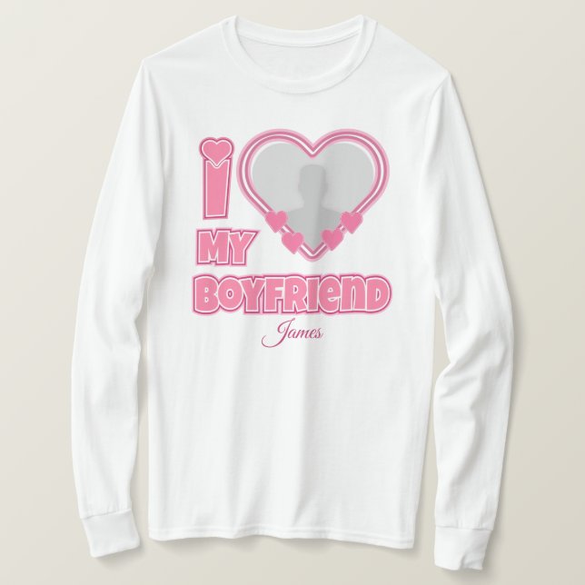 T-shirt Custom I Love My Boyfriend - Ajouter photo et nom (Design devant)
