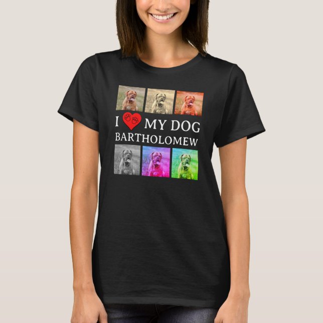 T-shirt Custom I LOVE MY DOG Pop Art Pet Lover (Devant)