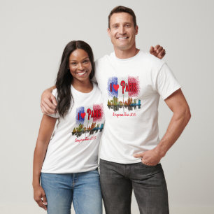 T-shirt Custom I Love Paris Skyline Français Drapeau Souve