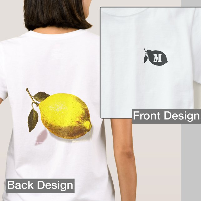 T-shirt Custom Initial Lemon Silhouette Front Back Print (Créateur téléchargé)