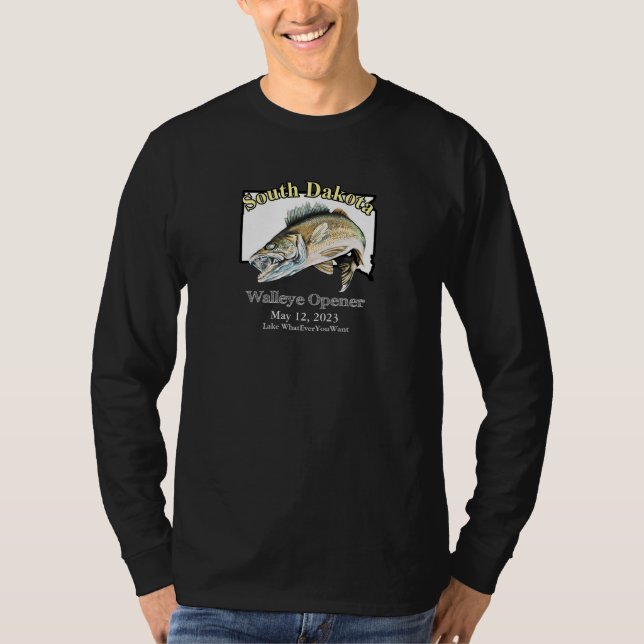T-shirt Custom Lake and Date South Dakota Walleye Opener (Devant)