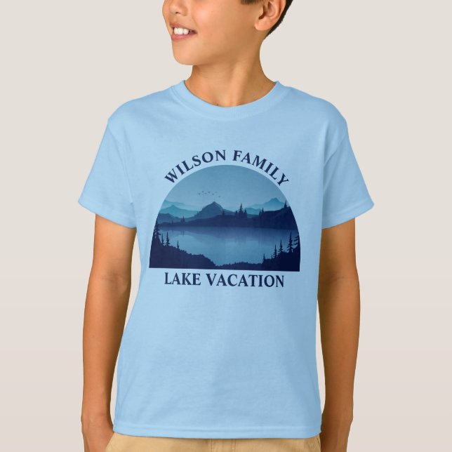 T-shirt Custom Lake House Été Famille Vacances Enfants Ble (Devant)