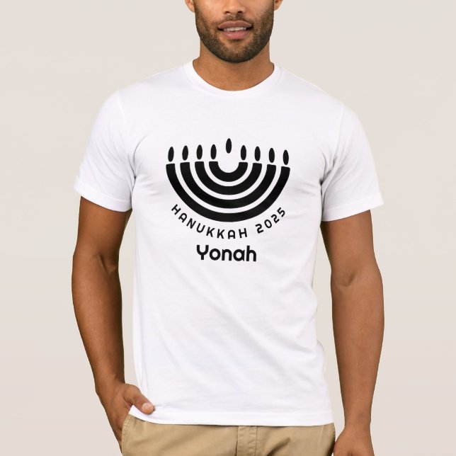 T-shirt Custom Matching Hanukkah 2025 Menorah Minimalist (Devant)