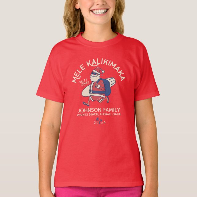 T-shirt Custom Mele Kalikimaka Père Noël Noël hawaïen (Devant)
