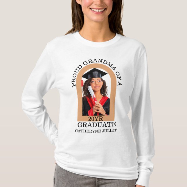 T-shirt Custom Modern Arch Photo Grand-mère diplômée fière (Devant)
