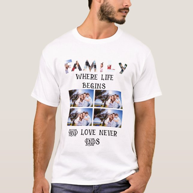 T-shirt Custom Modern Family Love 10 Photo Collage (Devant)
