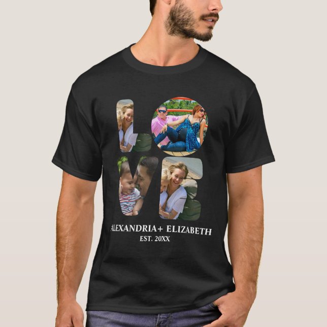 T-shirt Custom modern love 4 photo collage pour couples (Devant)
