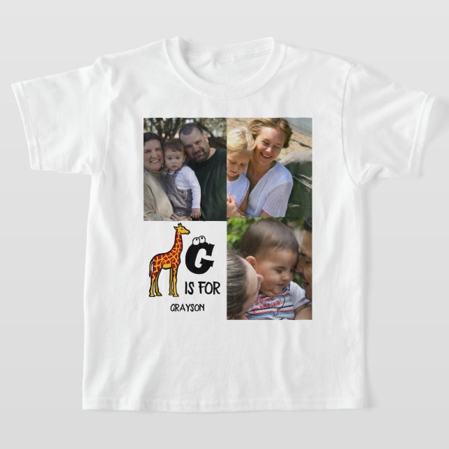 T-shirt Custom monogram G is for Giraffe cute giraffes (Poser)