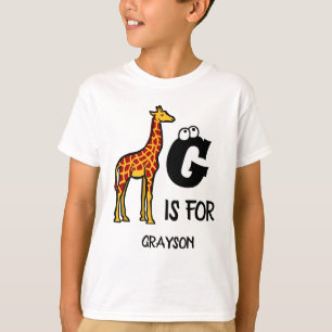 T-shirt Custom monogram G is for Giraffe cute giraffes