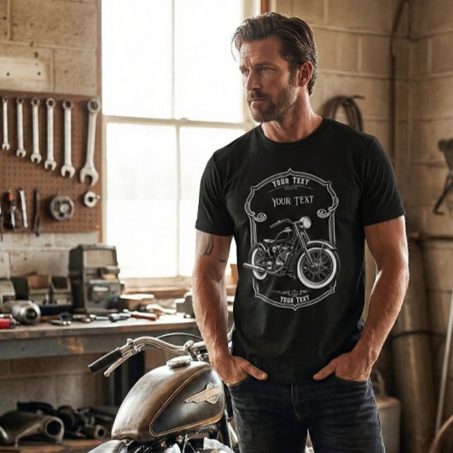 T-shirt Custom Name Biker Dad Motorcycle Shirt (Créateur téléchargé)