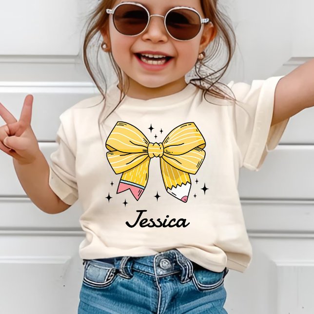 T-shirt Custom Name Girl Back to School Coquette Preschool (Créateur téléchargé)