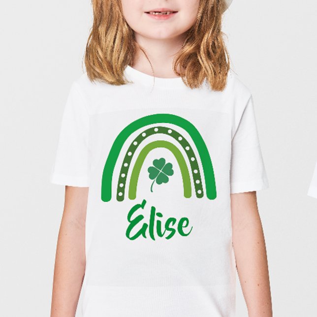 T-Shirt CUSTOM NAME St. Patrick's Day Boho Rainbow Kids (Créateur téléchargé)