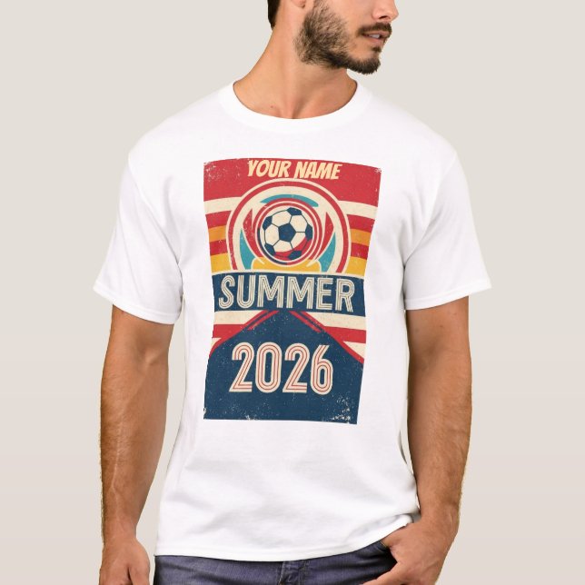 T-shirt Custom Name Summer 2026 Soccer Fan Retro Tee (Devant)