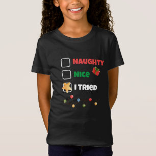 T-Shirt Custom Naughty Nice J'Ai Essayé Noël Père Noël Lis