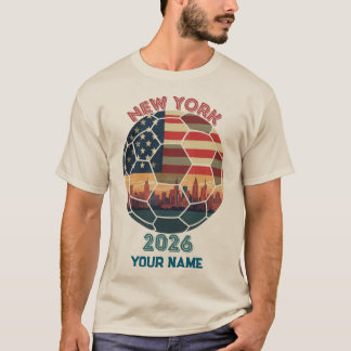T-shirt Custom New York 2026 Soccer USA Flag Skyline Fan S