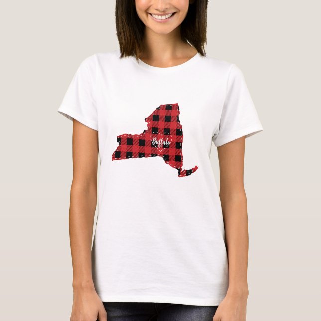 T-shirt Custom New York State Hometown Plaid Noël (Devant)