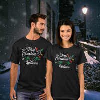 Custom Our First Christmas (avec nom de famille) T