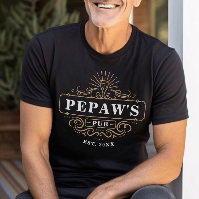 T-shirt Custom Pepaw's Pub Home Bar Année de création (Créateur téléchargé)