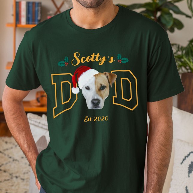 T-shirt Custom Pet Photo Face with Santa Hat Christmas (Créateur téléchargé)