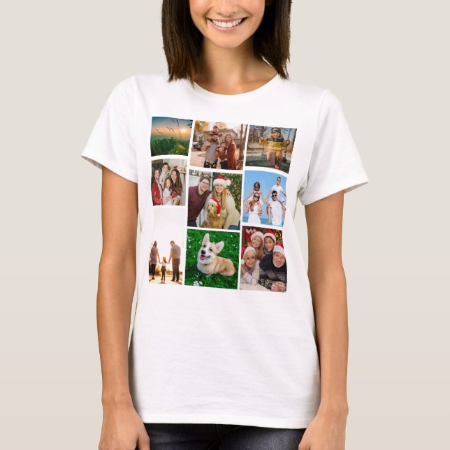 T-shirt Custom Photo Collage Shirt, Custom 9 Photos   (Devant)