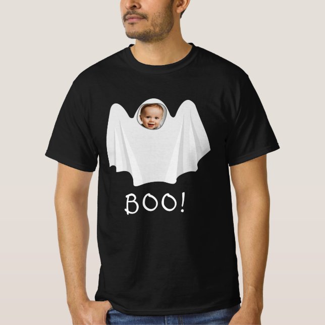 T-shirt Custom Photo Ghost BOO Happy Halloween Éffrayant F (Devant)