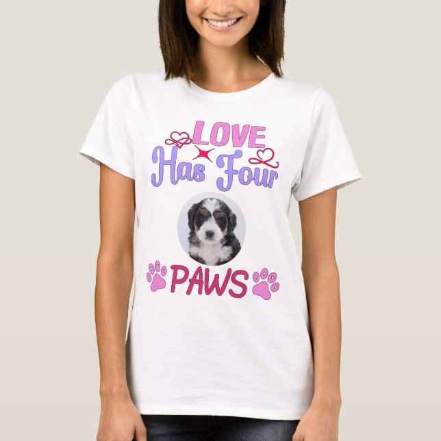 T-shirt Custom Photo Love has Four Paws Valentine's Day (Devant)