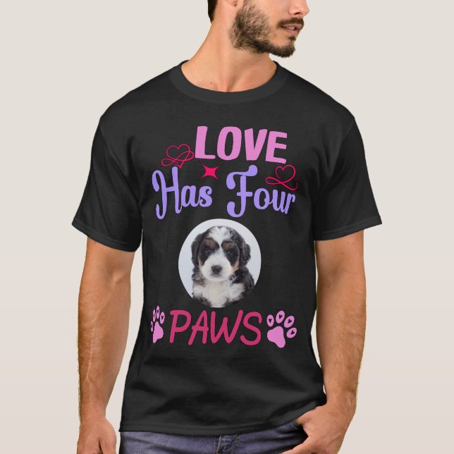 T-shirt Custom Photo Love has Four Paws Valentine's Day (Devant)