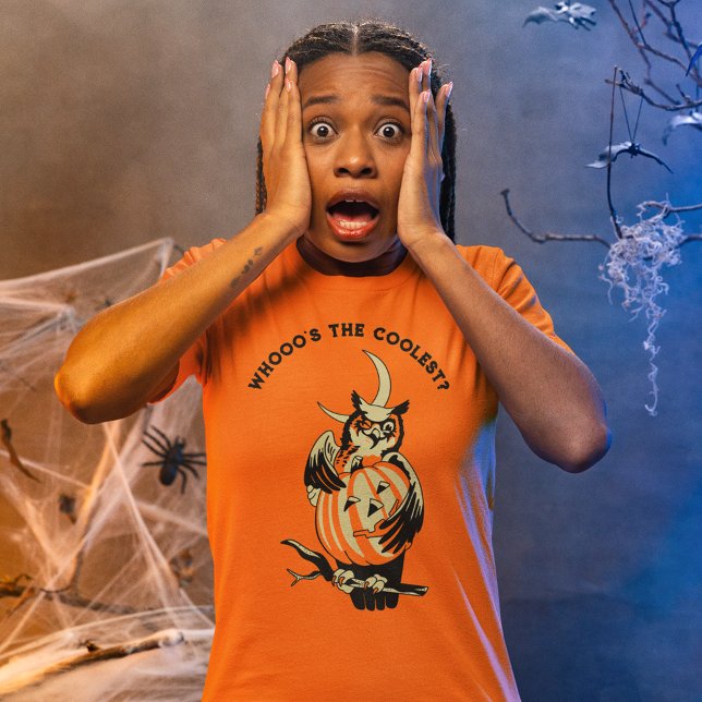 T-shirt Custom Slogan Retro Owl and Pumpkin Halloween (Créateur téléchargé)