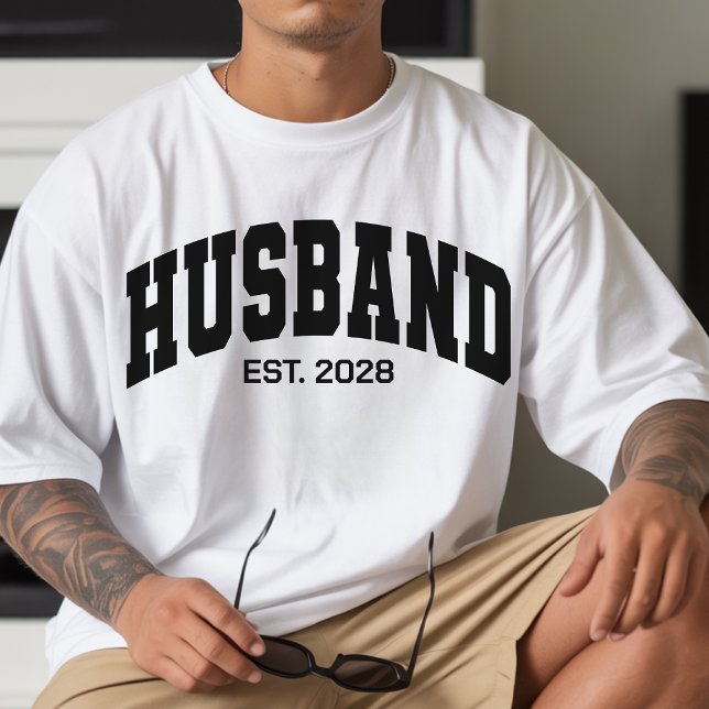T-shirt Custom Varsity Shirt for Wife and Husband Gift (Engagement gifts for couples, Wedding gifts for bride and groom, Wifey and Hubby matching outfits)