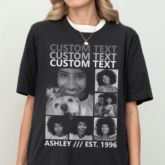 T-shirt Custom Vintage Create Your Own 6 Photo Collage