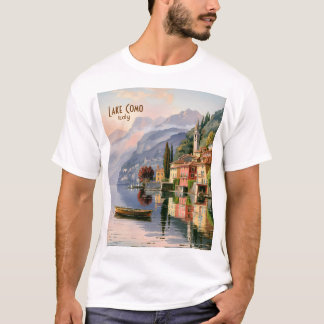 T-shirt Custom Vintage Lake Como Italy Watercolor Travel